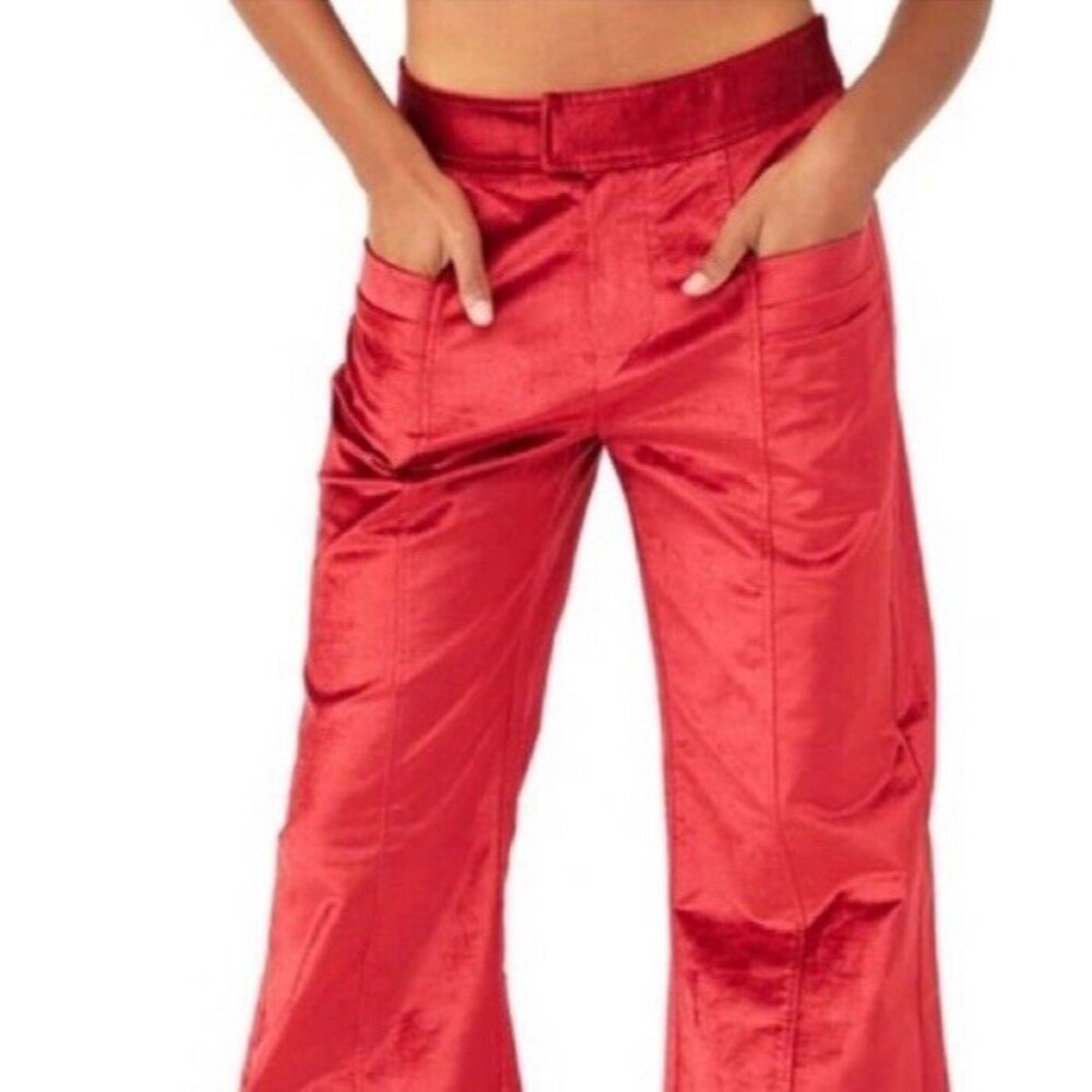 NWT Free People Walk With You Velvet Wide Leg Flare Trousers Sz 4 - Picture 2 of 13